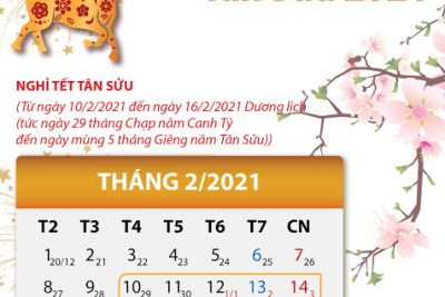 Lịch nghỉ Tết Tân Sửu 2021